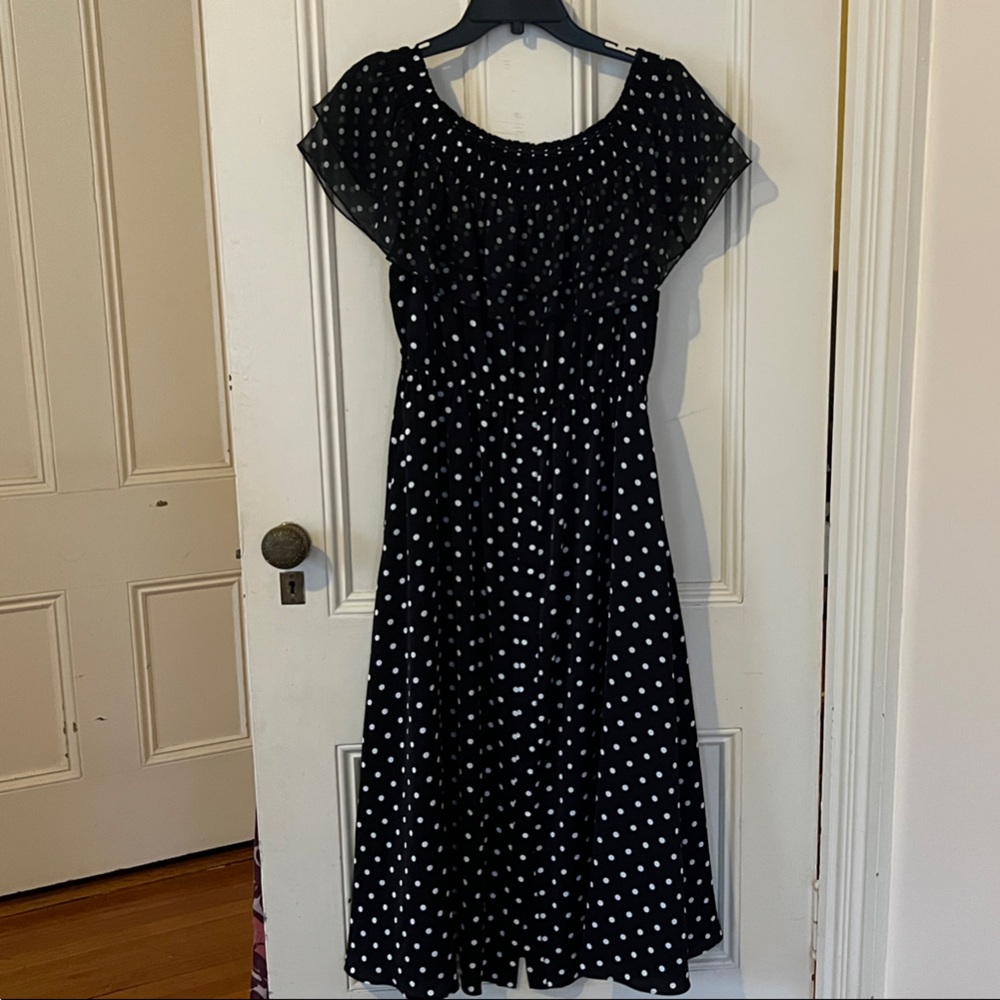 Elegant Black Polka Dot Dress